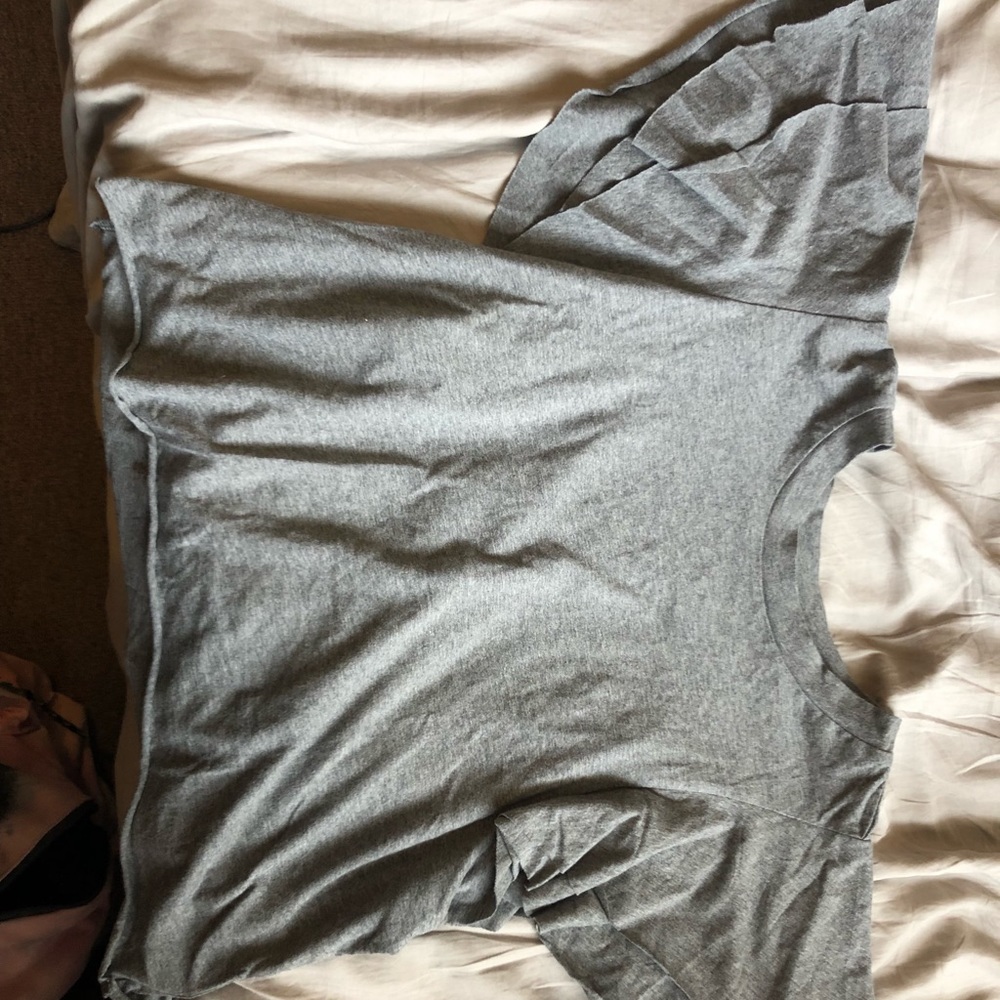 Kimchi Blue grey shirt with ruffled sleeves